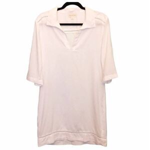 Anthropologie Cloth & Stone Women's White Tencel/Lyocell Shirt Dress w Roll Tab